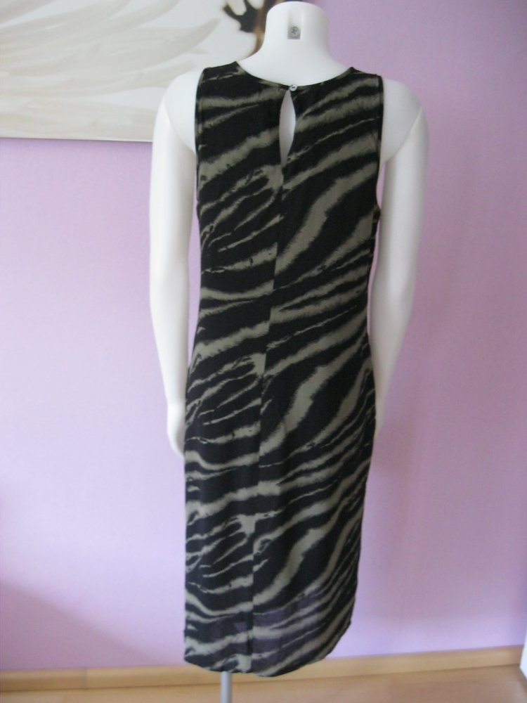 Midi-Kleid # Mexx # Viskose #  Tigermuster # Schwarz / Khaki # 40