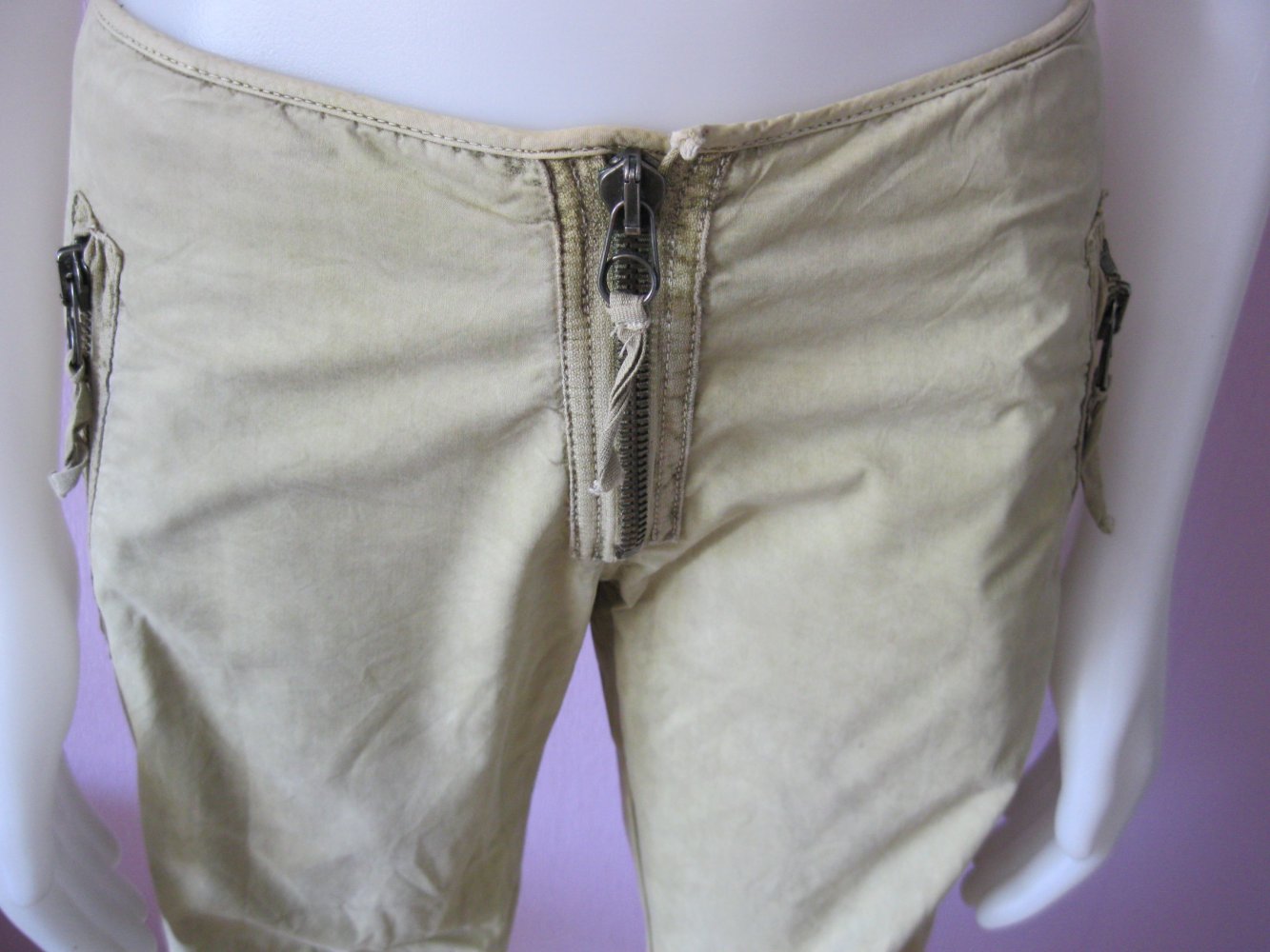 Stoffhose # 3/4-Hose # Senffarben # XS/S