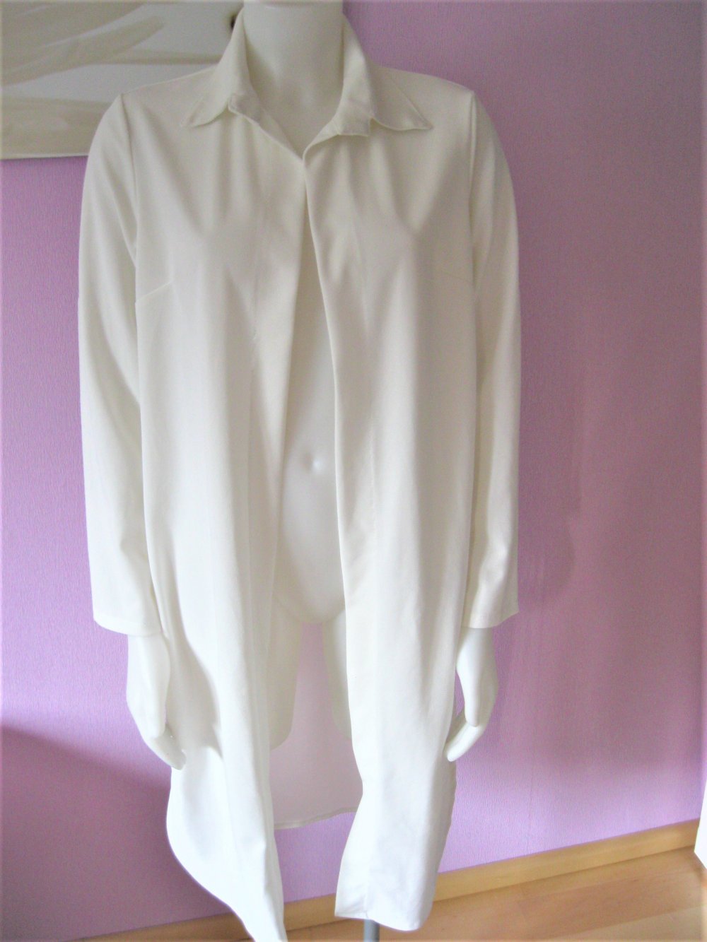Cardigan # Long-Mantel # unbekannt # weiß # S-M