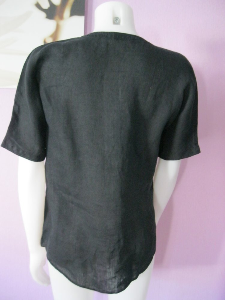 Bogner Bluse kurzärmlig 100% Leinen Schwarz 38
