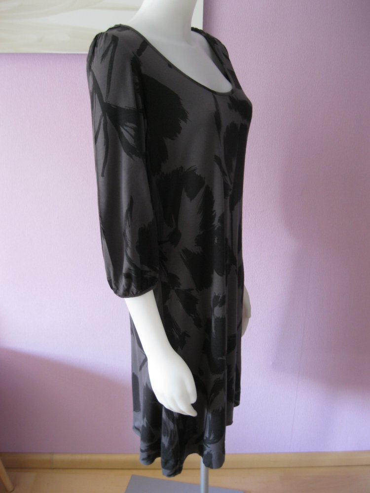 Kleid # Halbarm # Monsoon # Grau/Schwarz # Blumenmuster # 40