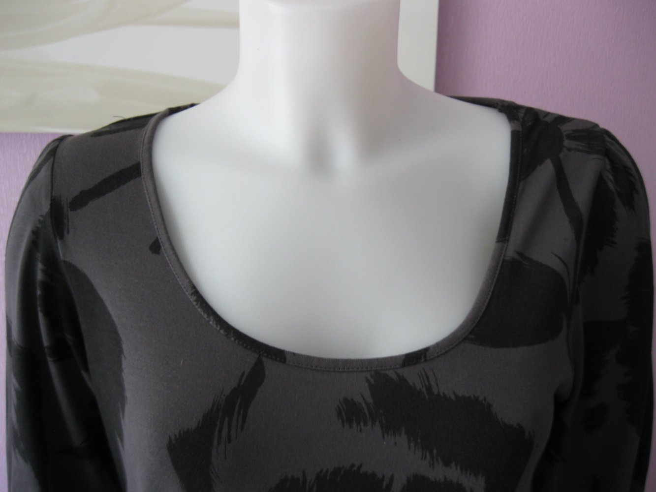 Kleid # Halbarm # Monsoon # Grau/Schwarz # Blumenmuster # 40