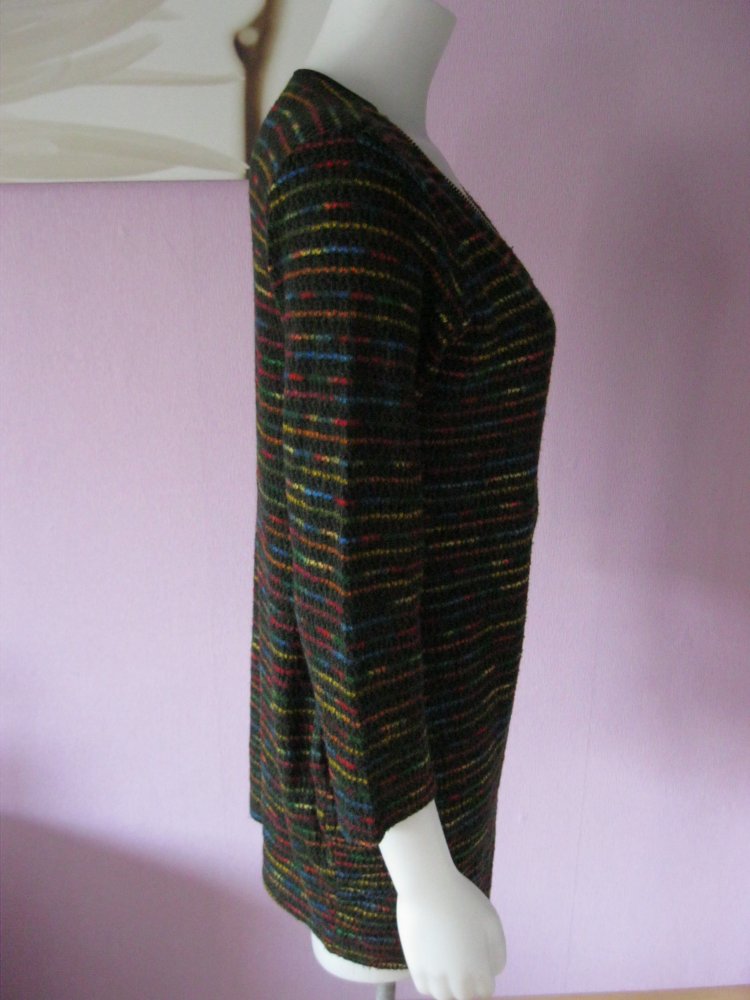 Minikleid # 3/4 Arm # Made in Italy # schwarz/bunt/gestreift # S/M