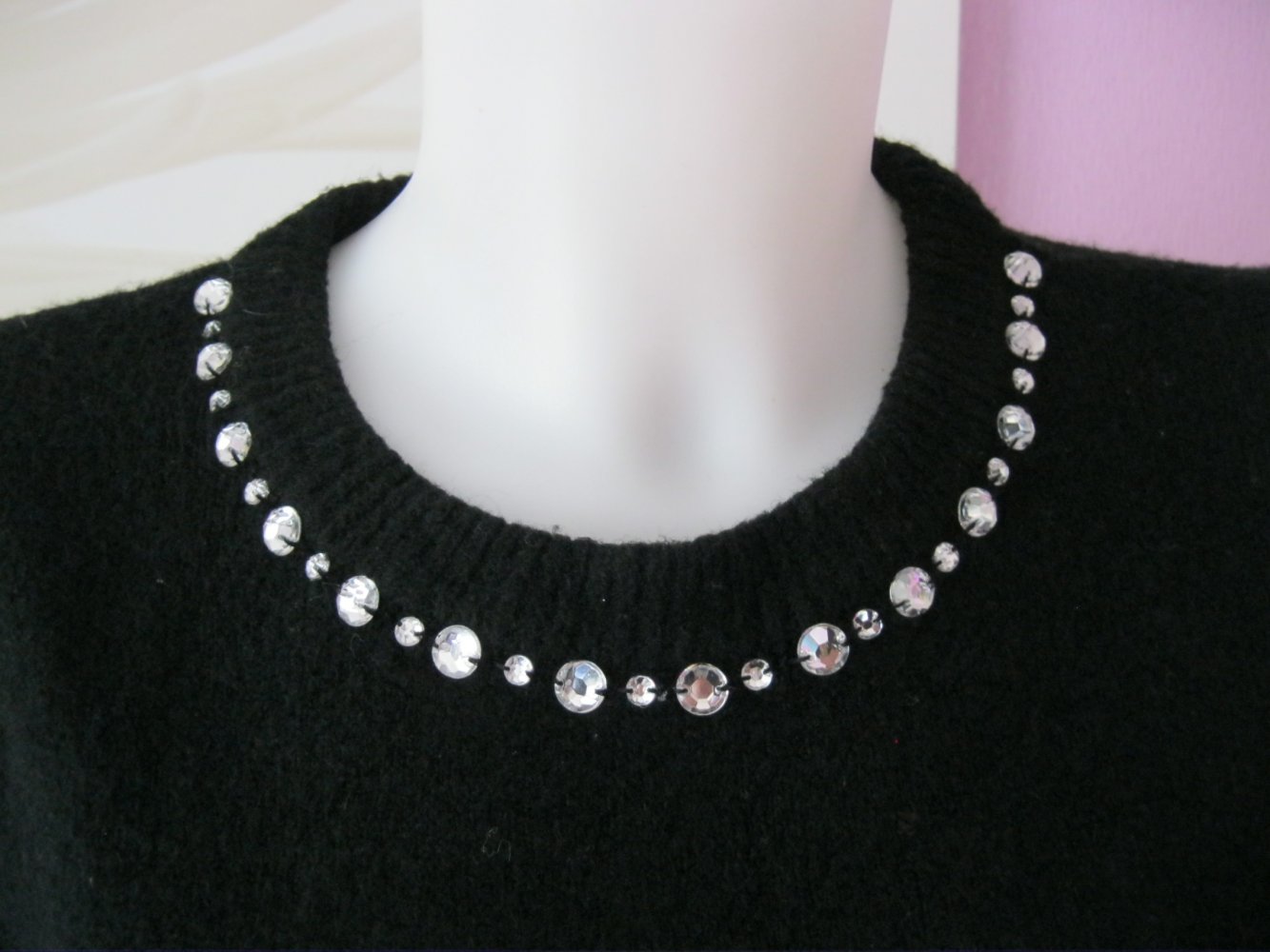 Festlicher Pulli # Strick # H&M # schwarz # Strasssteine # M