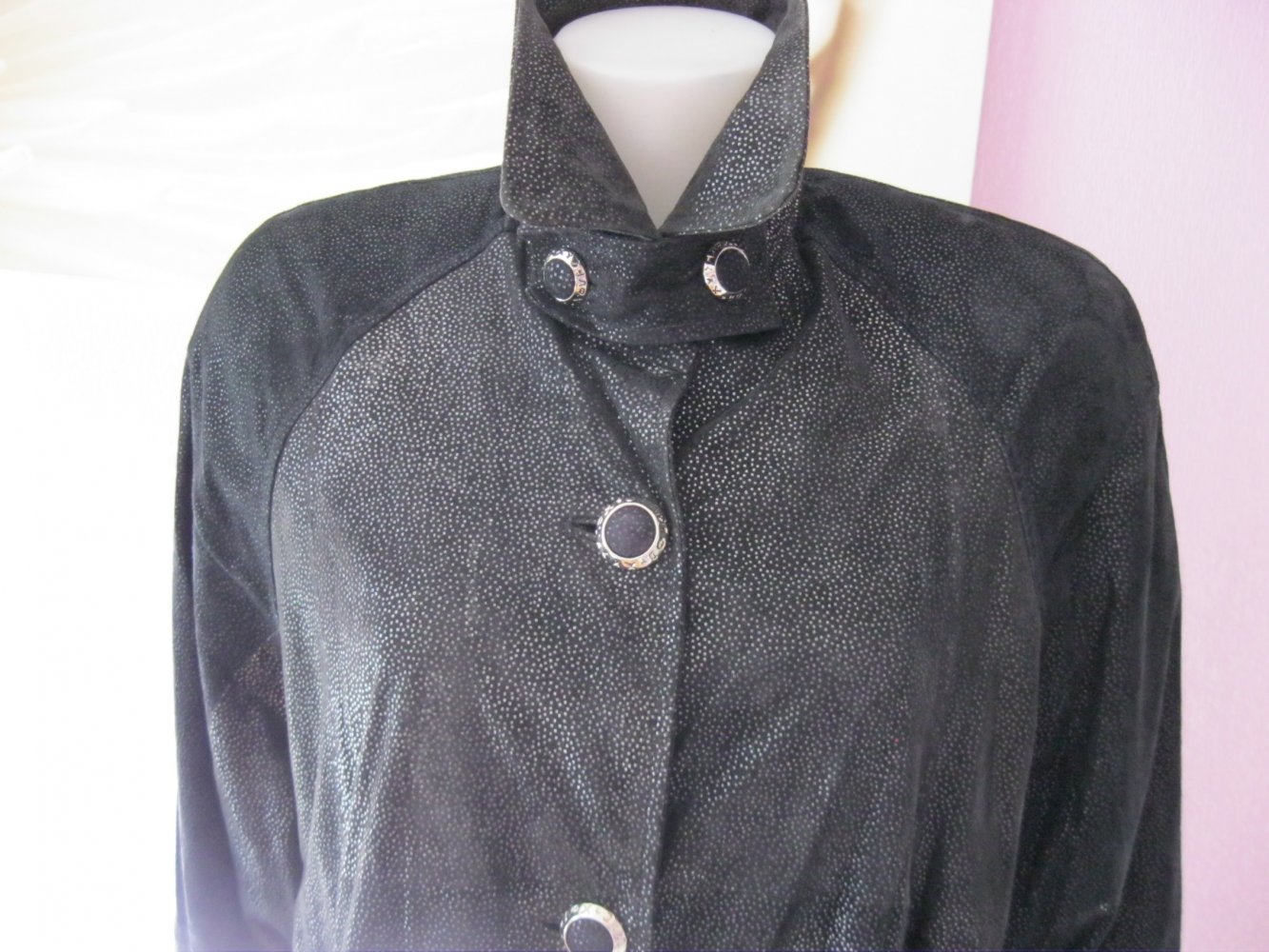 Designer-Mantel # Linea Pelle # Vintage # Leder # Schwarz