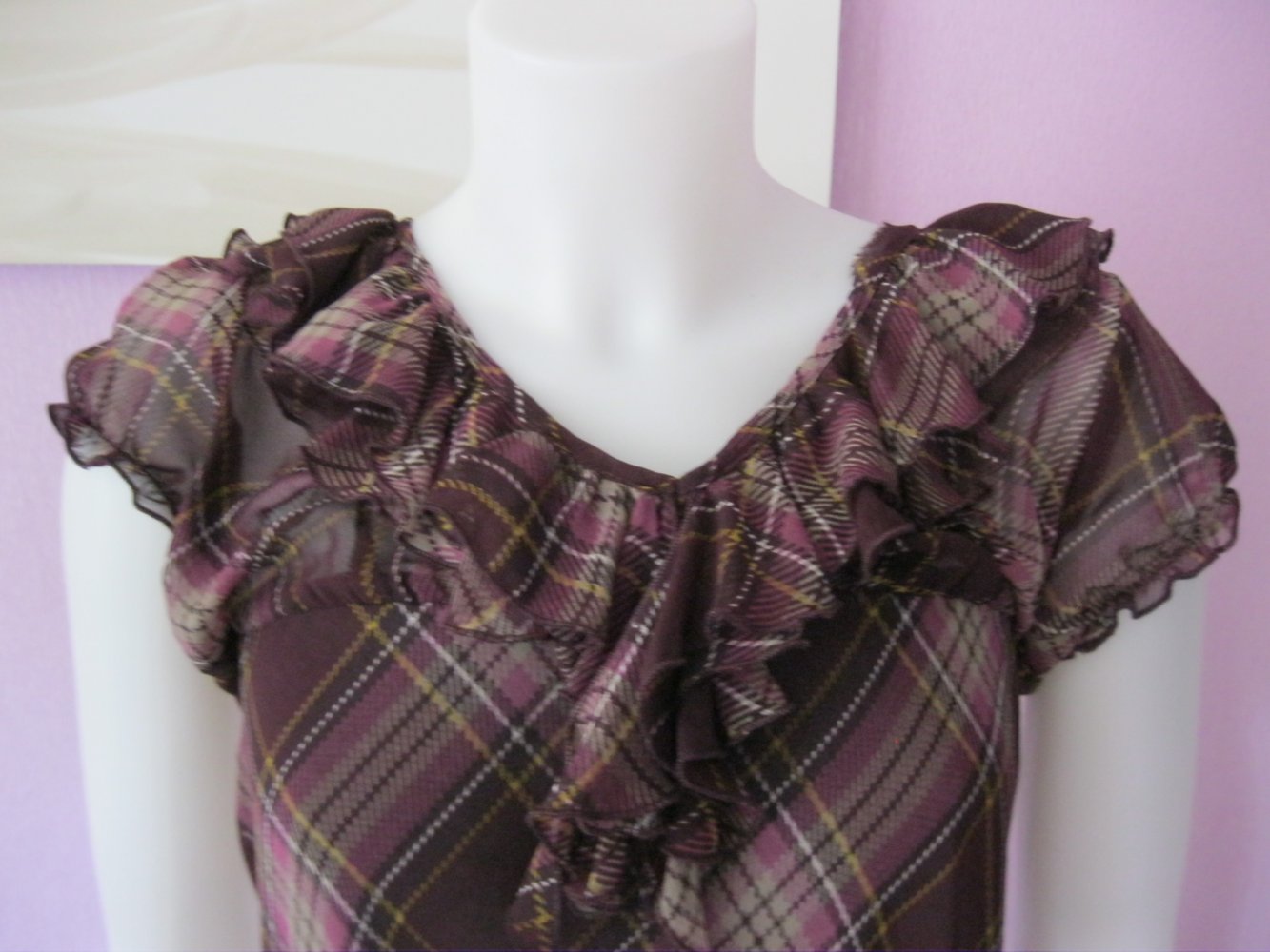 Sommerkleid # Psyco Girl # Volants # Rautenmuster # Burgunderrot # IT46 (40)