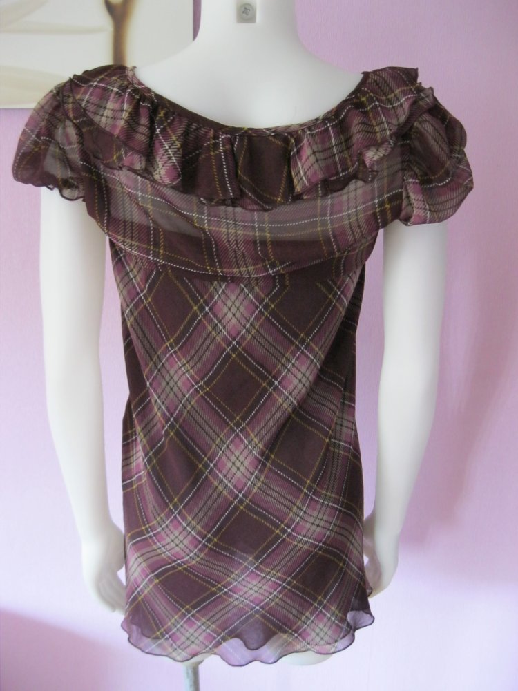 Sommerkleid # Psyco Girl # Volants # Rautenmuster # Burgunderrot # IT46 (40)