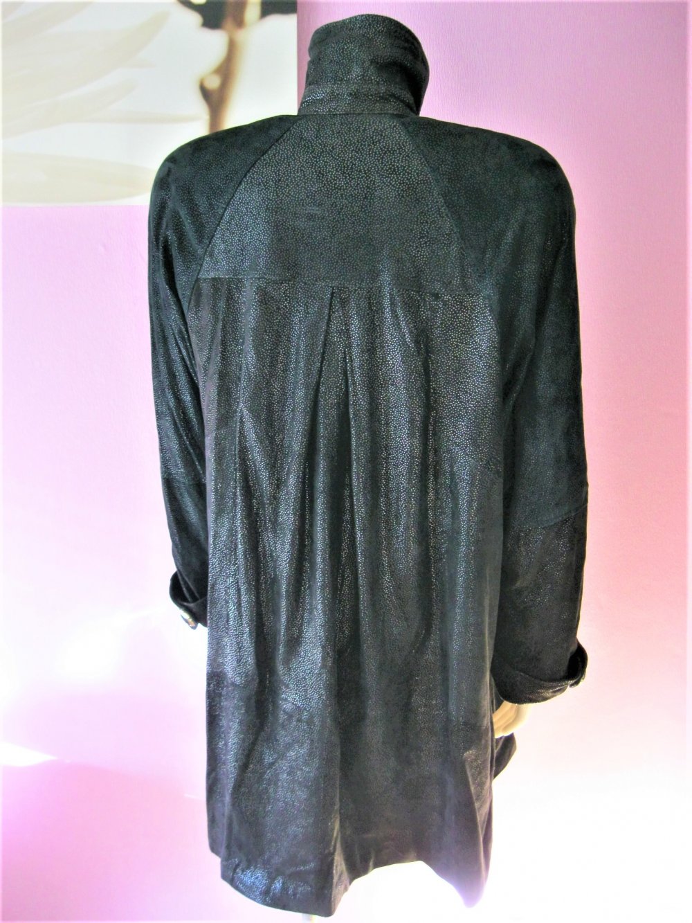 Designer-Mantel # Linea Pelle # Vintage # Leder # Schwarz