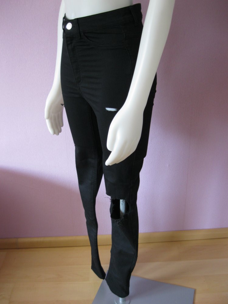 Skinny Jeans #  Divided # H&M # ripped # Schwarz # 34