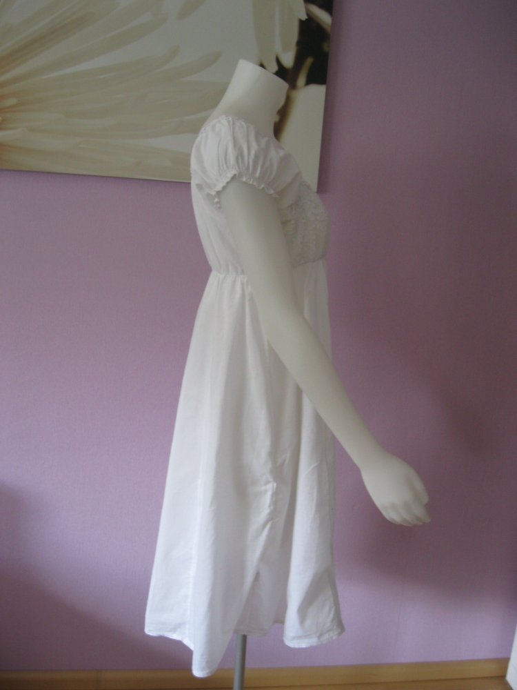 Made in Italy Sommerkleid 100% Baumwolle kurzärmlig weiß S/M