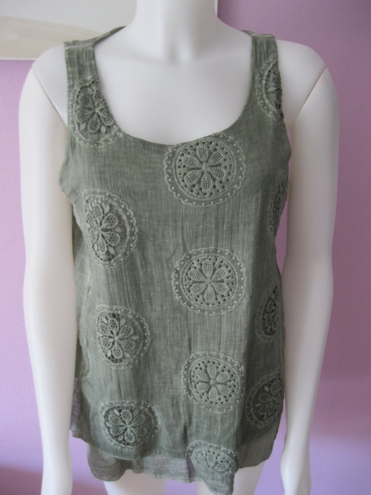 Tanktop # Stickerei # Ornamente # Grün #  L