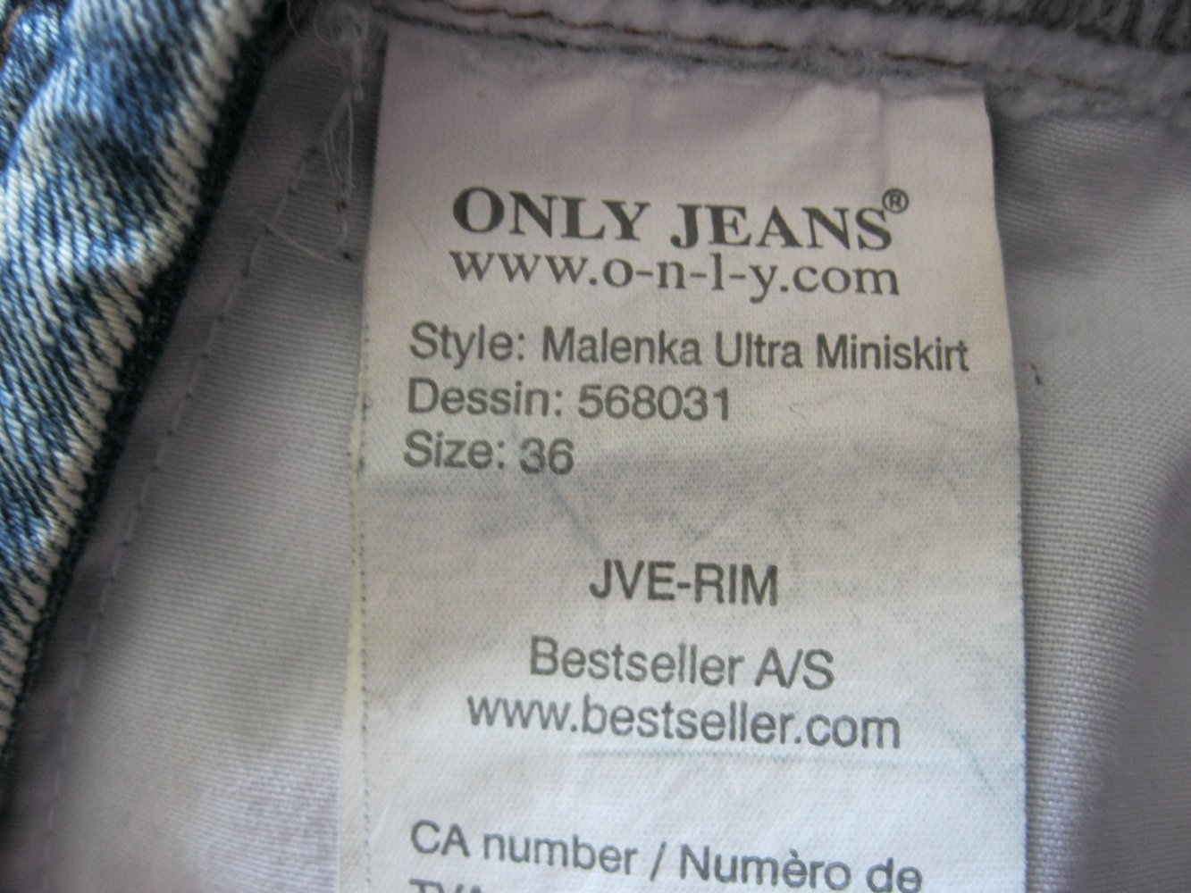 Minirock # Only Jeans # Jeans-Rock # Denim # Blau # 36