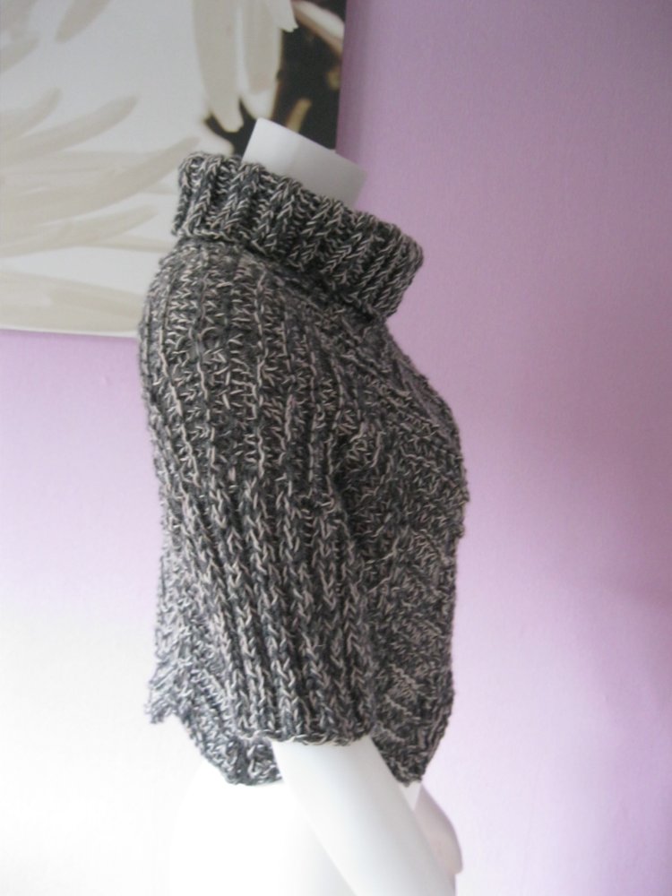 NEU Handmade Kurzampulli Rollkragen Schurwolle Grau meliert S-XL