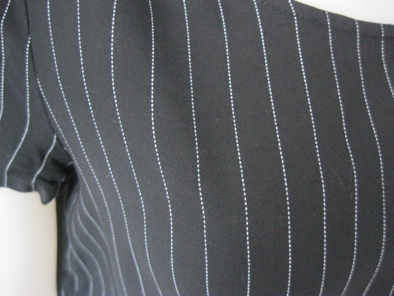 Kurzarm-Bluse # Only # Nadelstreifen # Schwarz # 36