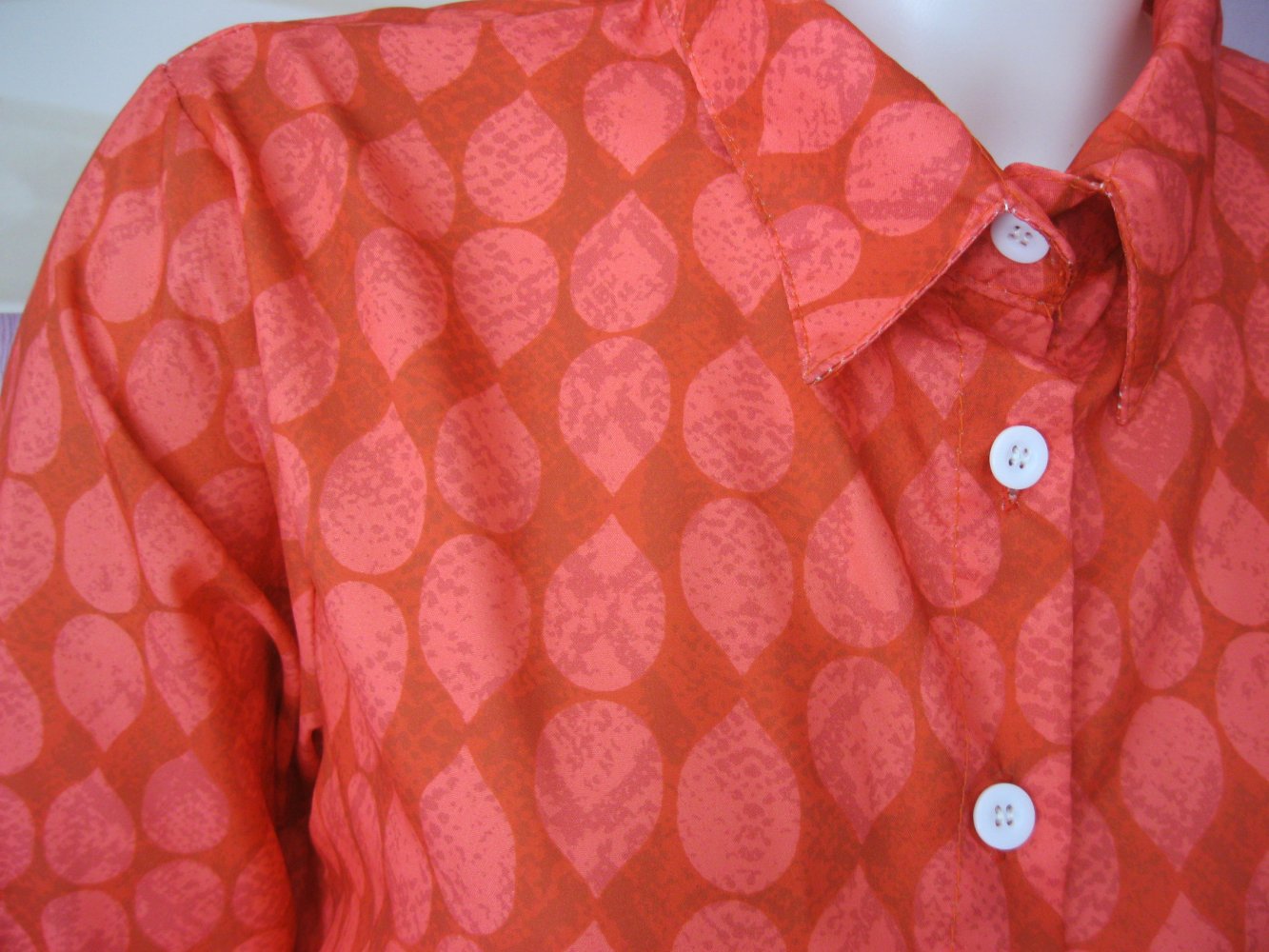 Bluse # langärmlig # Tropfen-Muster # Rot / Orange # L