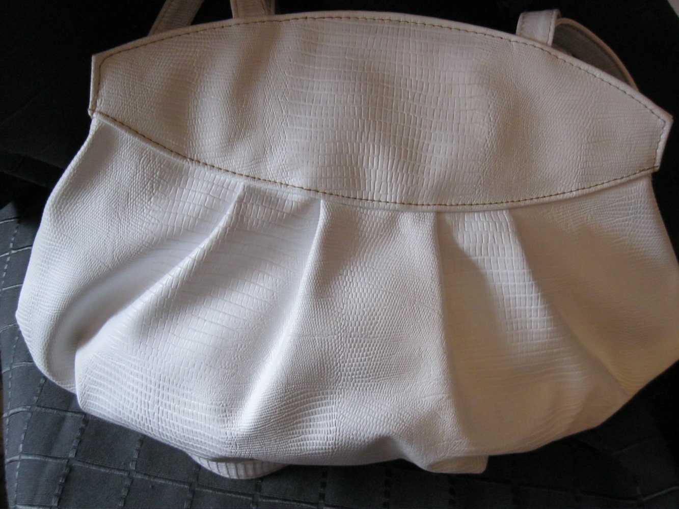 Schultertasche # Leder # weiß