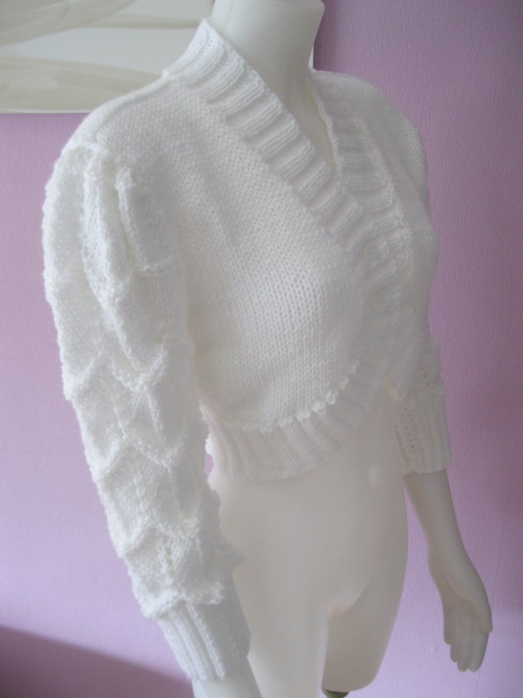 NEU Bolerojacke handmade weiß 3/4-Arm S-L