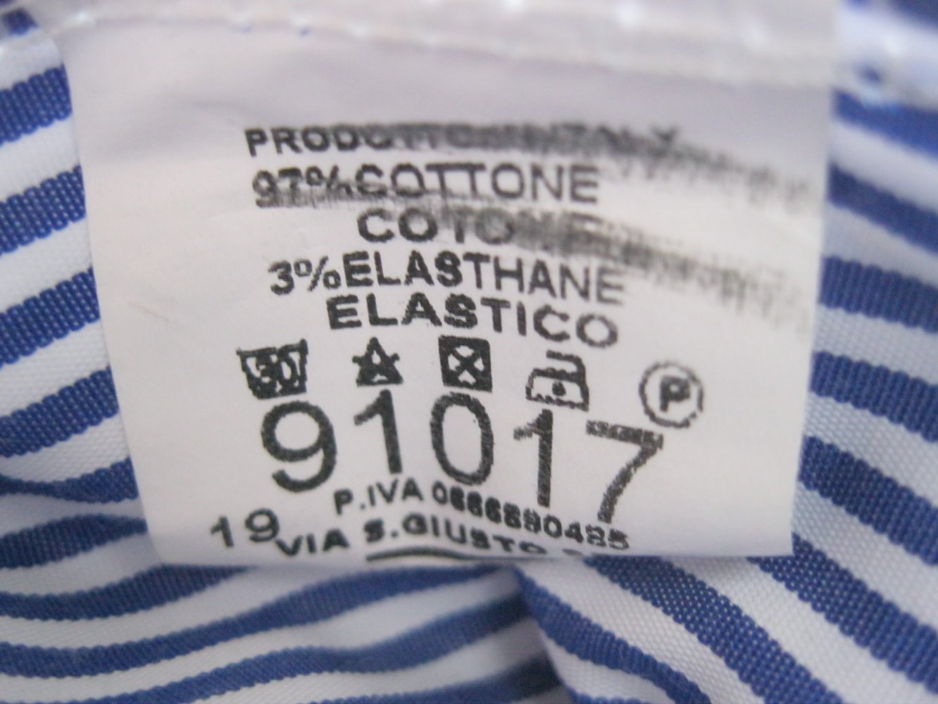 Bluse # gestreift # Halbarm # Carmen-Ausschnitt # Blau/Weiß # Baumwolle #  38