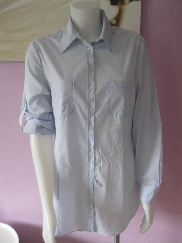 ST. Emile Bluse mit Hemdkragen hellblau Viskose/Seide L (40)