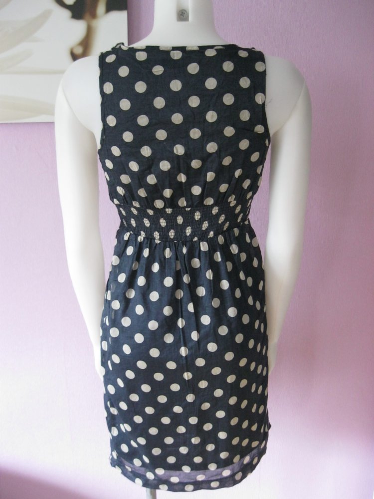 Sommerkleid # Amisu # Trägerleid # Volants # gepunktet # Blau/Weiß # 36