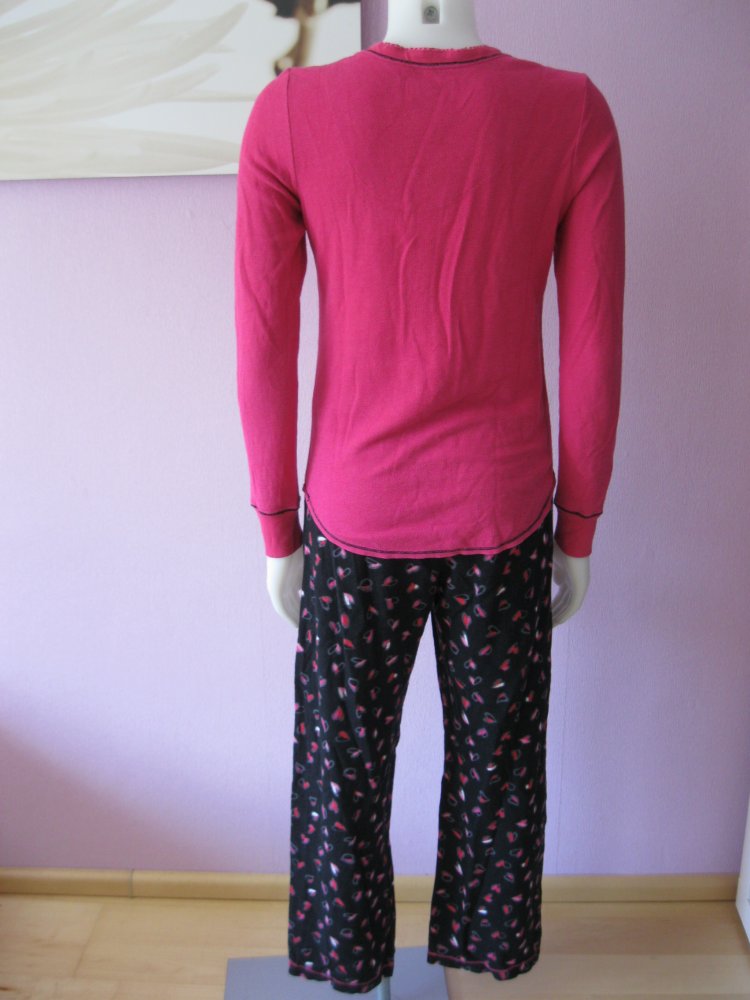 Schlafanzug # DKNY # Hausanzug # Baumwolle # Pink/Schwarz # S