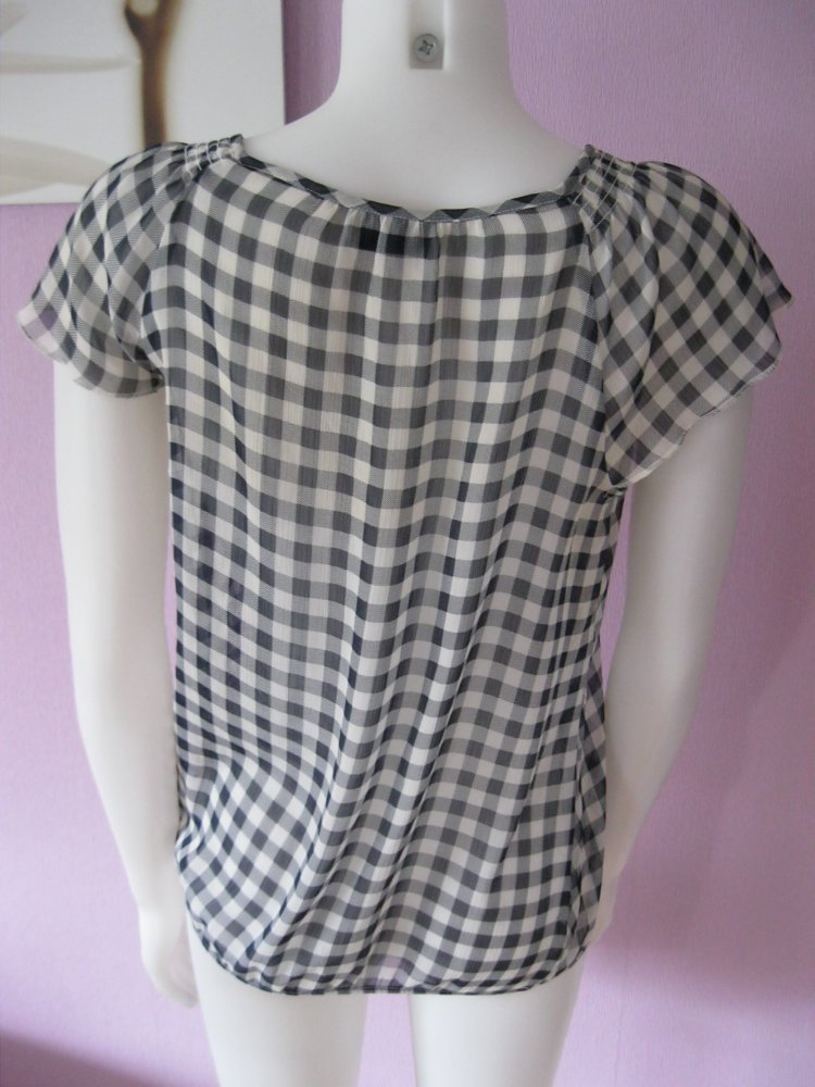 Kurzarm Bluse # Yessica # kariert # Blau/weiß # M