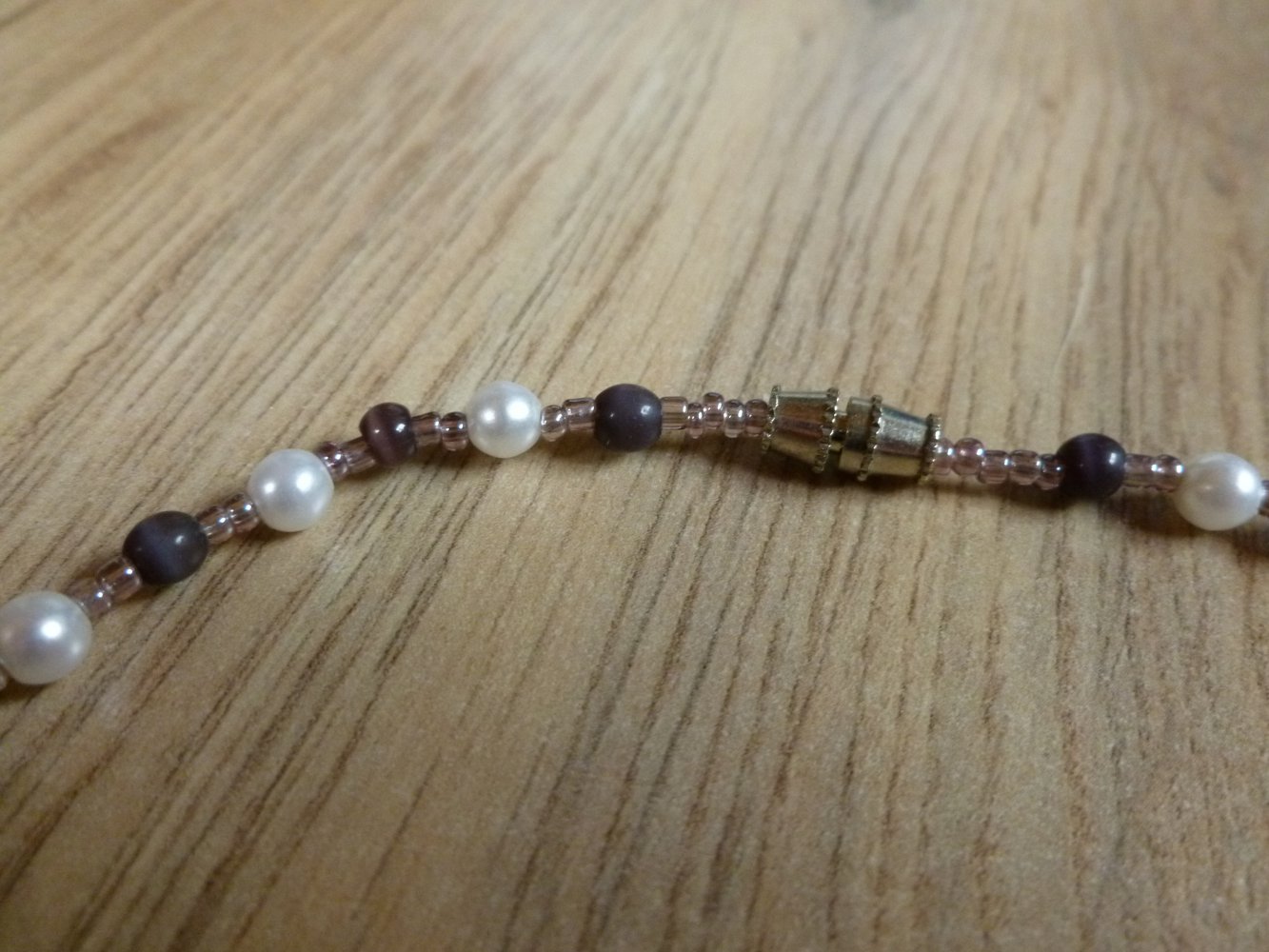 Kette Perlenkette Perlen weiß lila