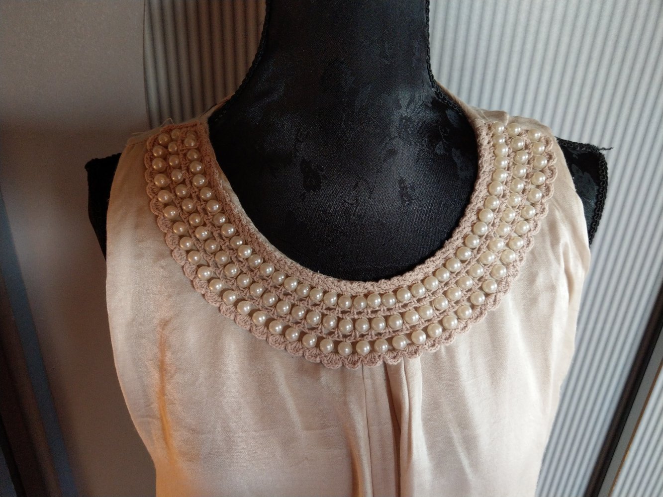 Top Shirt beige Perlen Made in Italy 