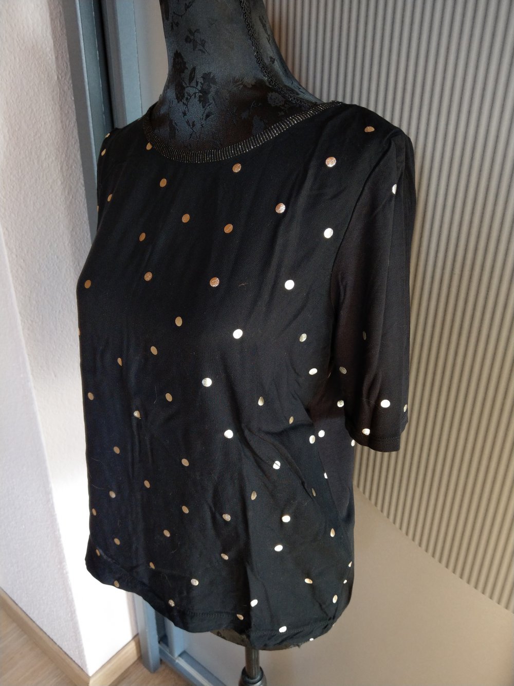 T-Shirt Shirt schwarz gold Punkte Street One 