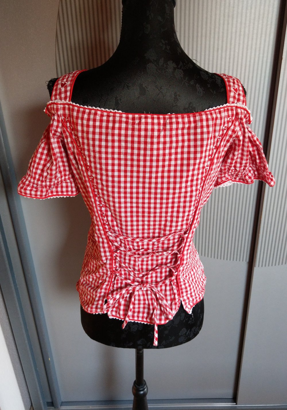 Bluse Shirt weiß rot Clarina
