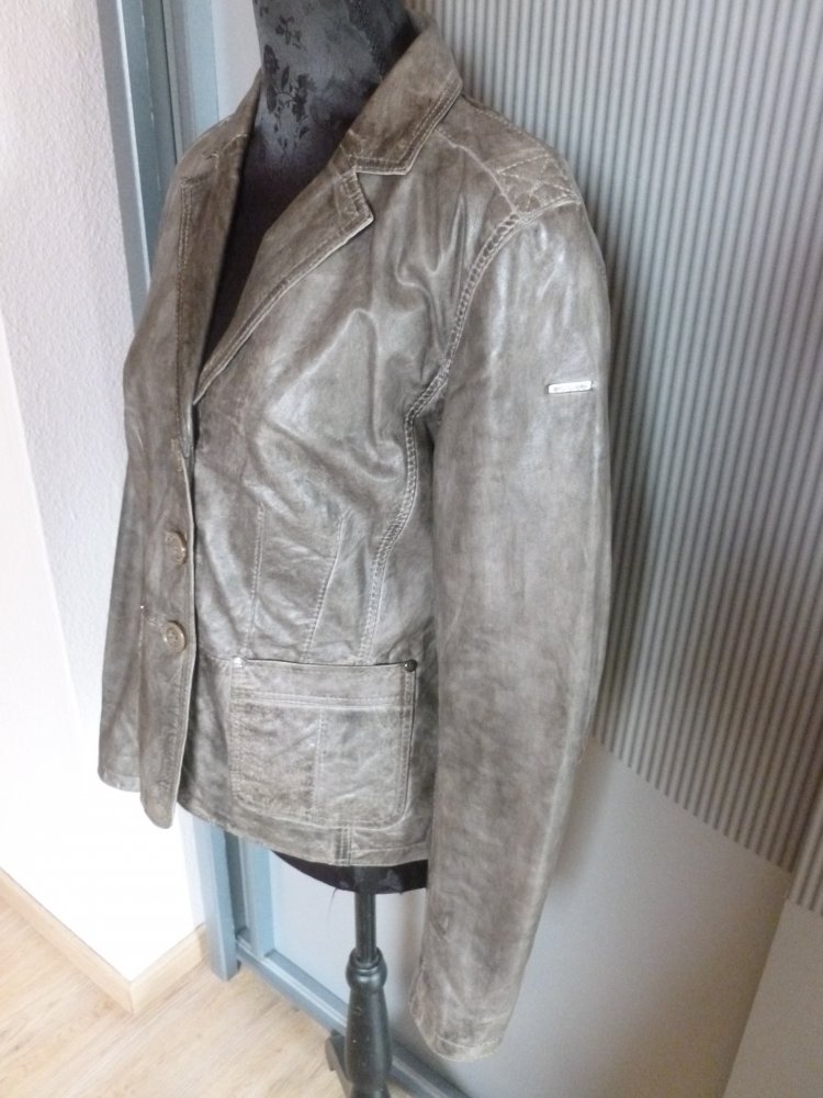 Lederjacke Jacke Blazer grau braun Milestone
