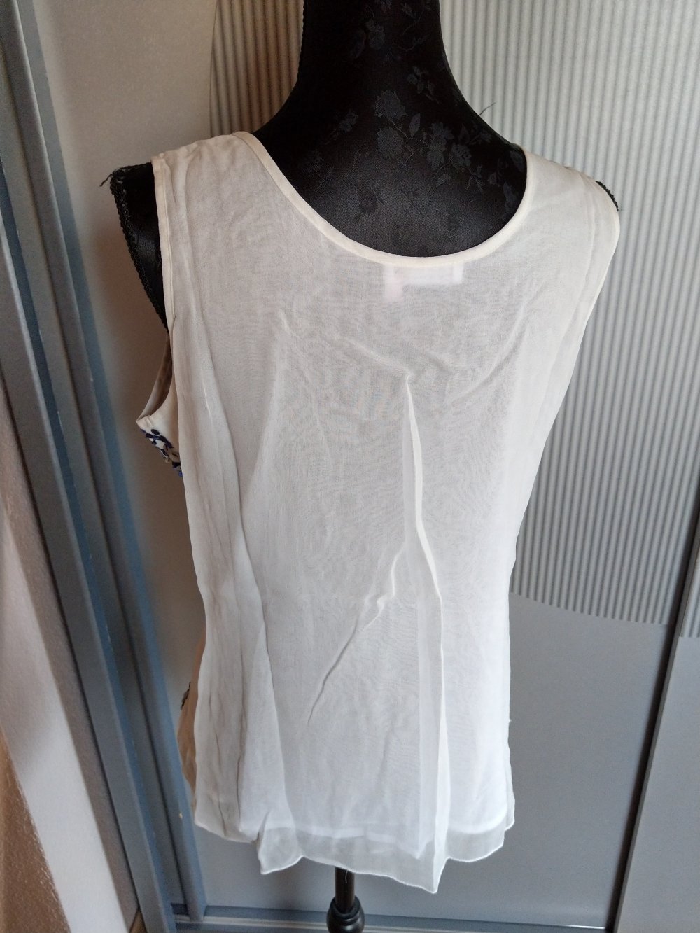 Top Shirt Bluse Pailletten Guido Maria Kretschmer weiß blau grau