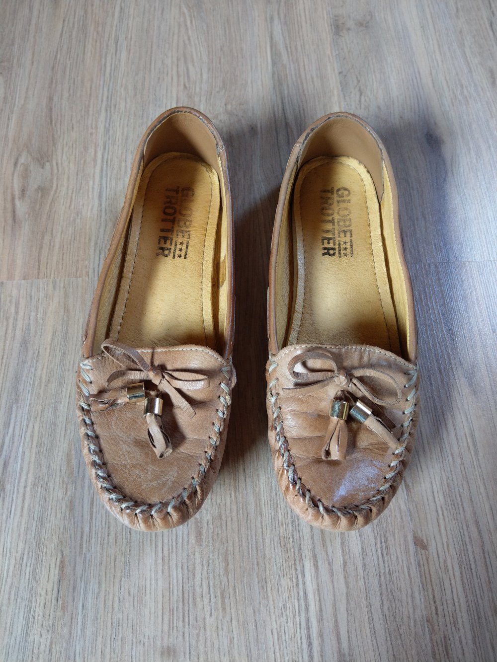 Ballerinas Schuhe hellbraun Leder Globetrotter 