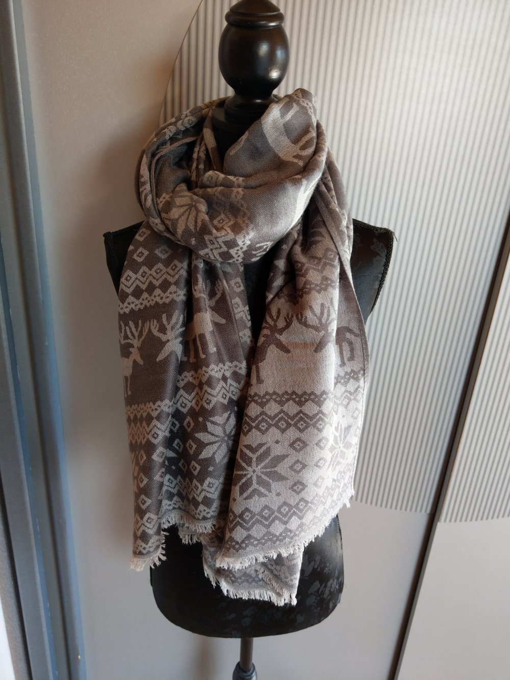 Schal Tuch Elche grau beige Made in Italy