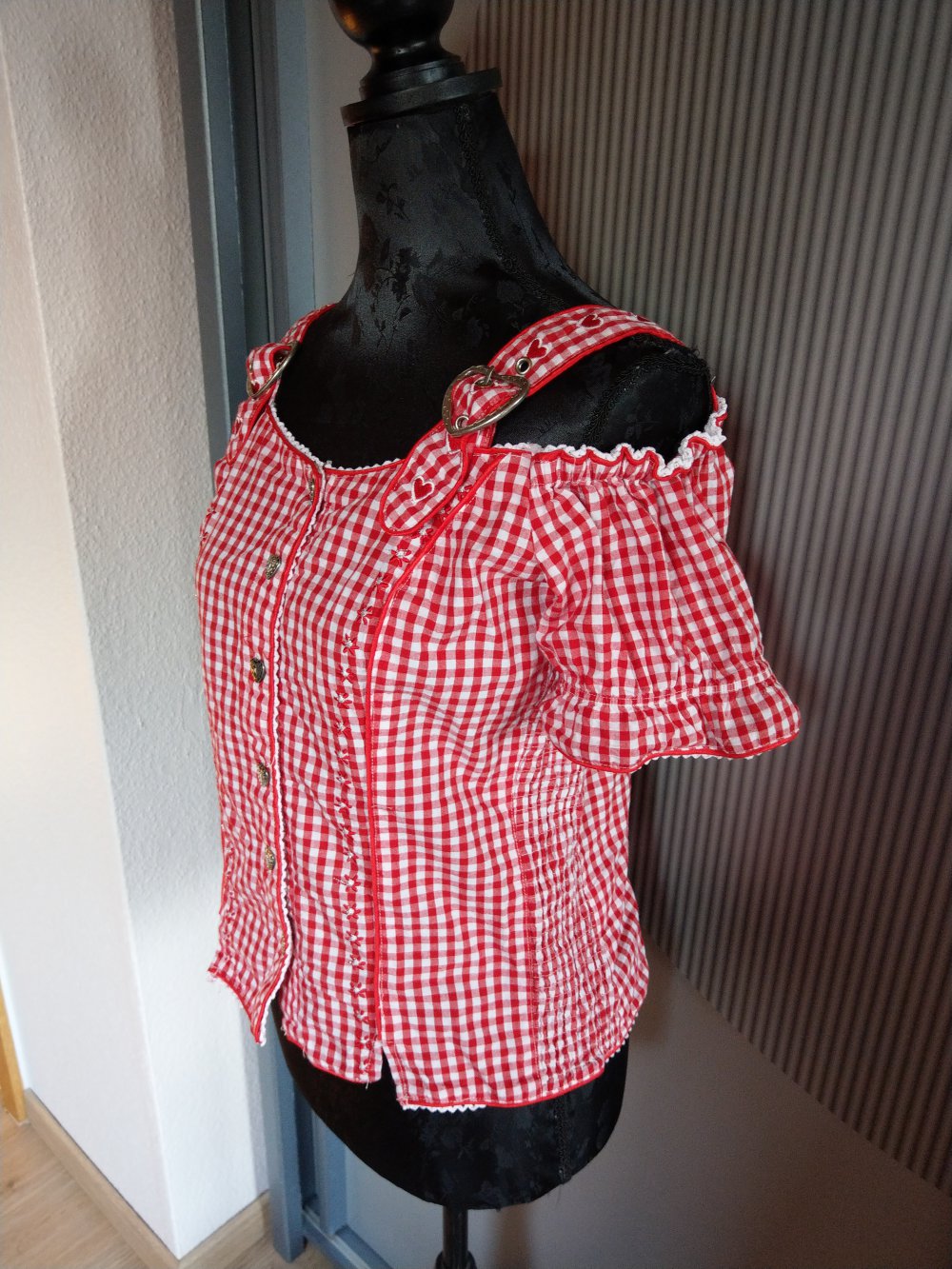 Bluse Shirt weiß rot Clarina