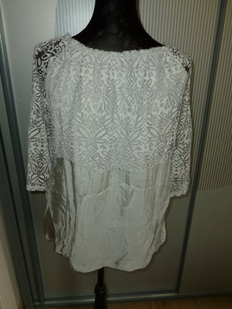 Shirt grau Spitze Made in Italy