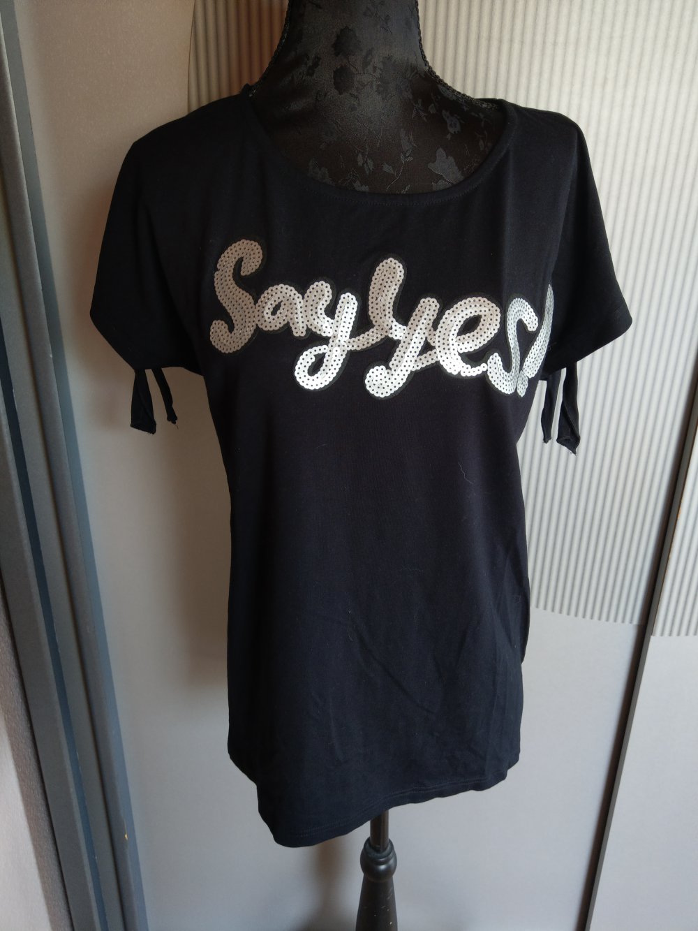 T-Shirt schwarz Pailletten Mode Express 