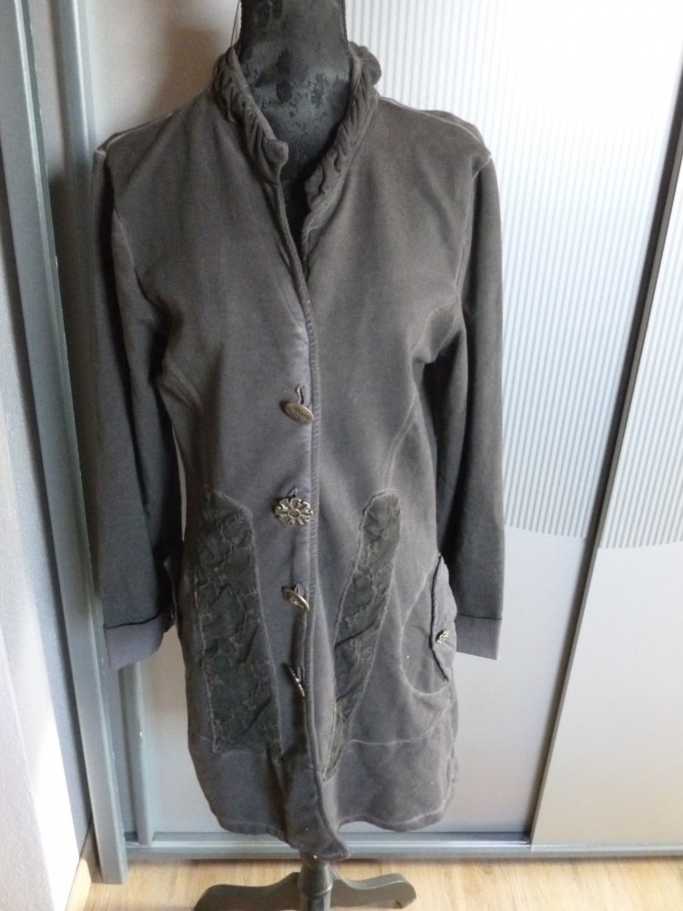 Mantel Jacke grau be in Made in Italy Neu