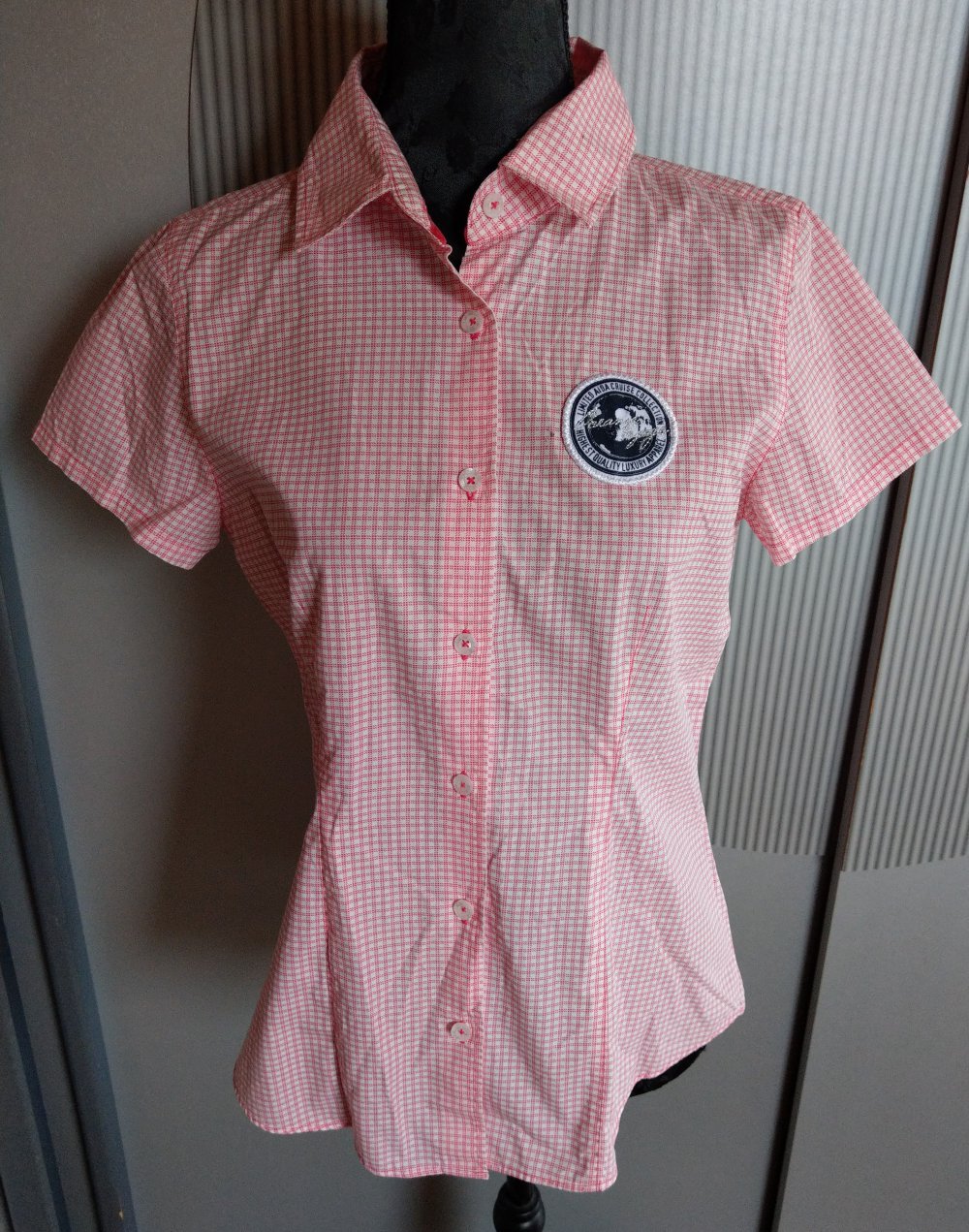 Shirt Bluse rosa weiß kariert AIDA