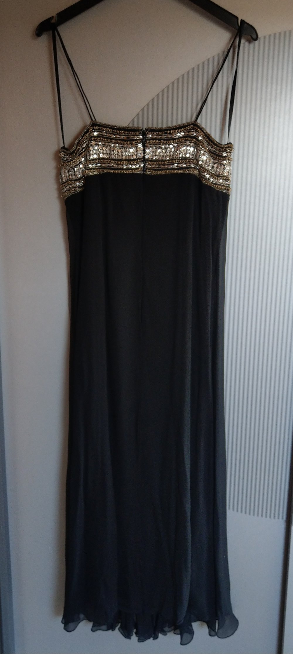 Abendkleid Kleid schwarz silber Pailletten Malvin