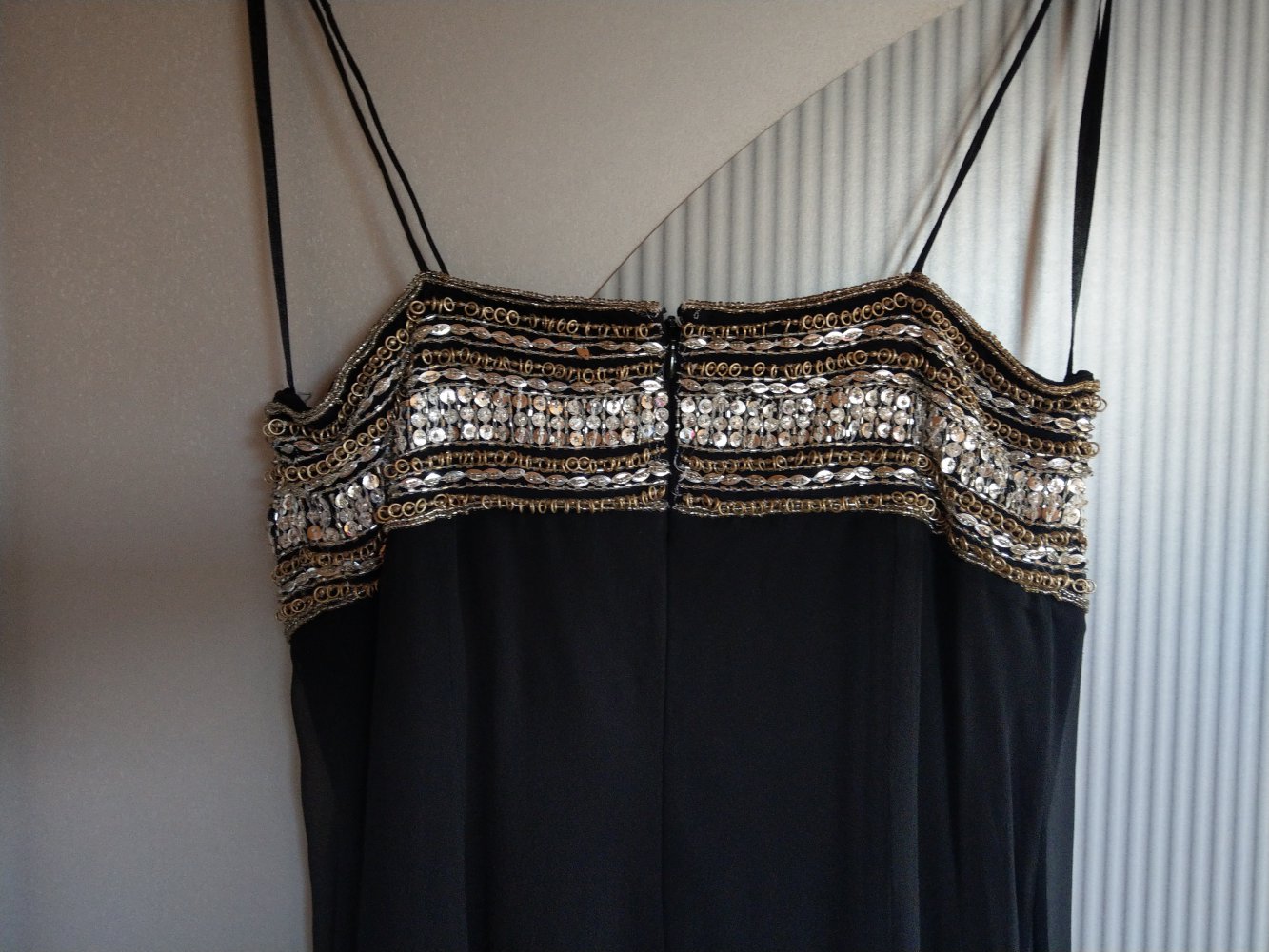 Abendkleid Kleid schwarz silber Pailletten Malvin