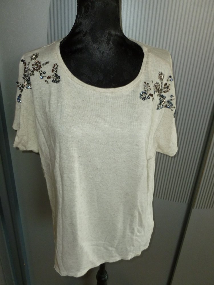 T-Shirt beige Pailletten Only