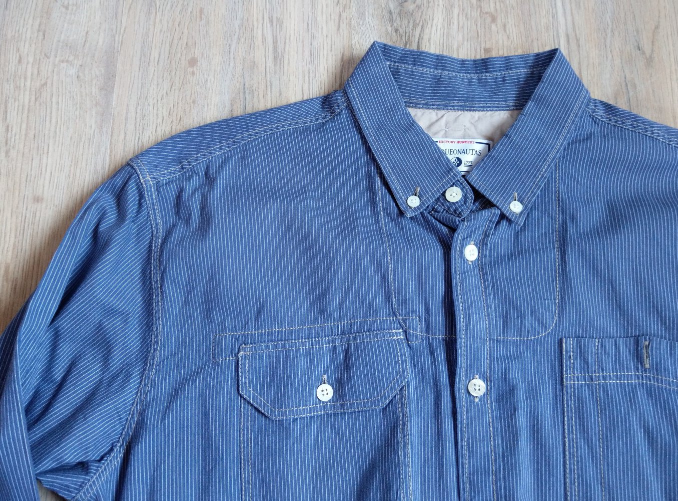 Hemd langarm blau weiß gestreift Arqueonautus 