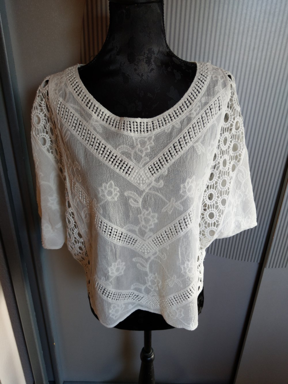Shirt Tunika weiß creme Spitze Lindex