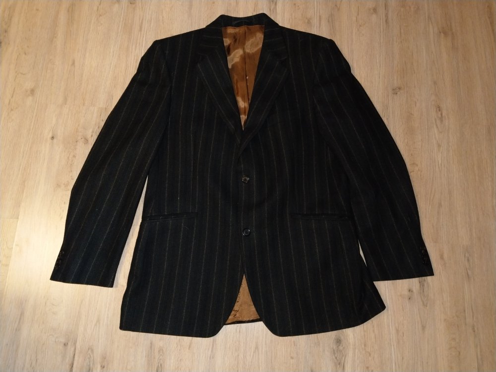 Sakko Anzugjacke Jacke Blazer dunkelbraun schwarz Commander Wolle 