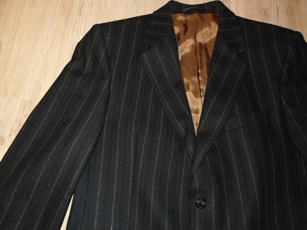 Sakko Anzugjacke Jacke Blazer dunkelbraun schwarz Commander Wolle 