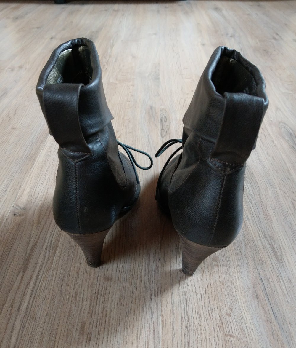 Stiefeletten Schnürschuhe dunkelbraun Leder Polink