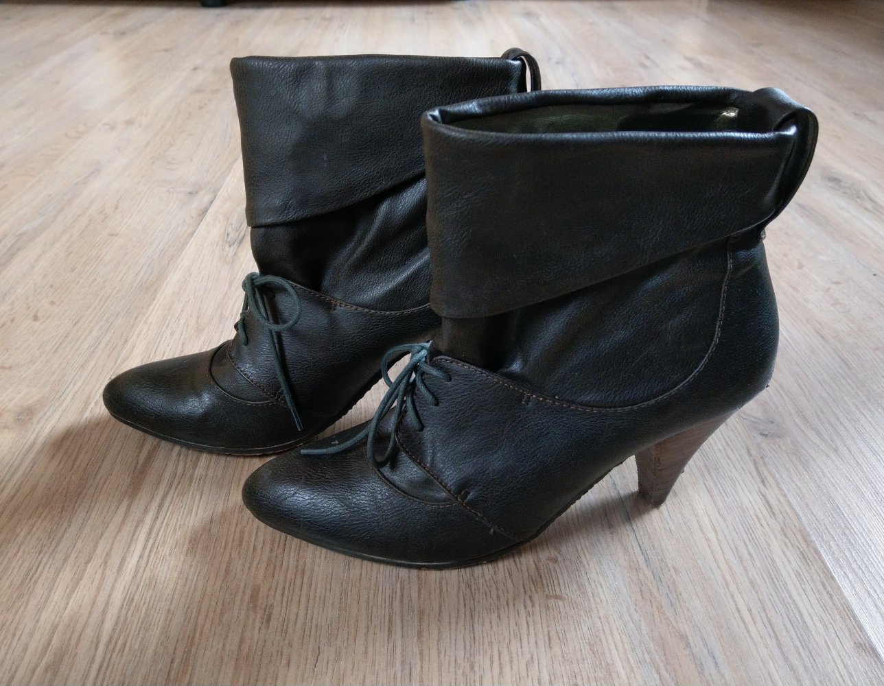 Stiefeletten Schnürschuhe dunkelbraun Leder Polink