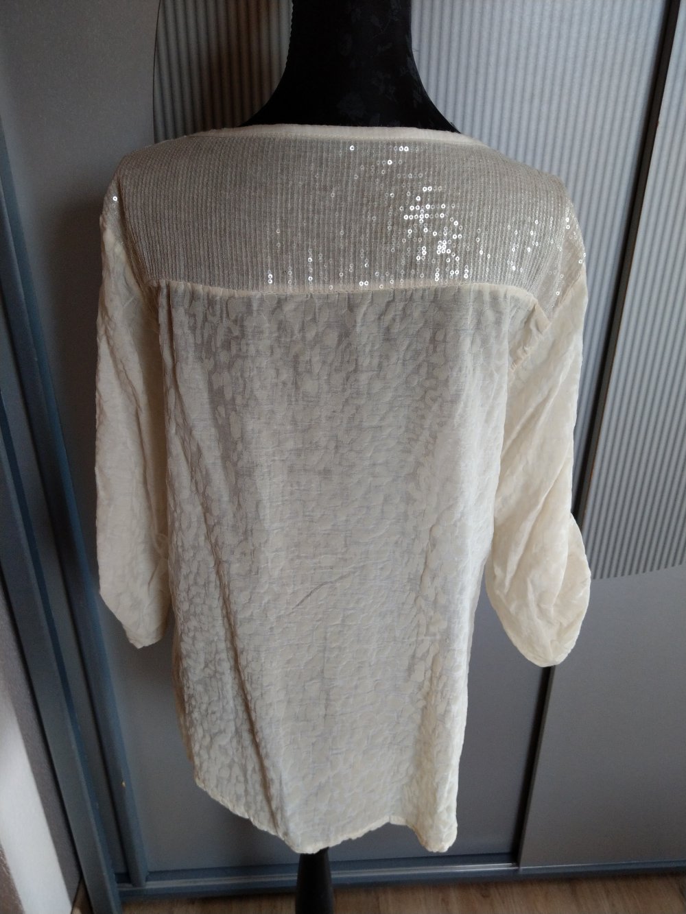 Bluse Shirt beige Pailletten Made in Italy 