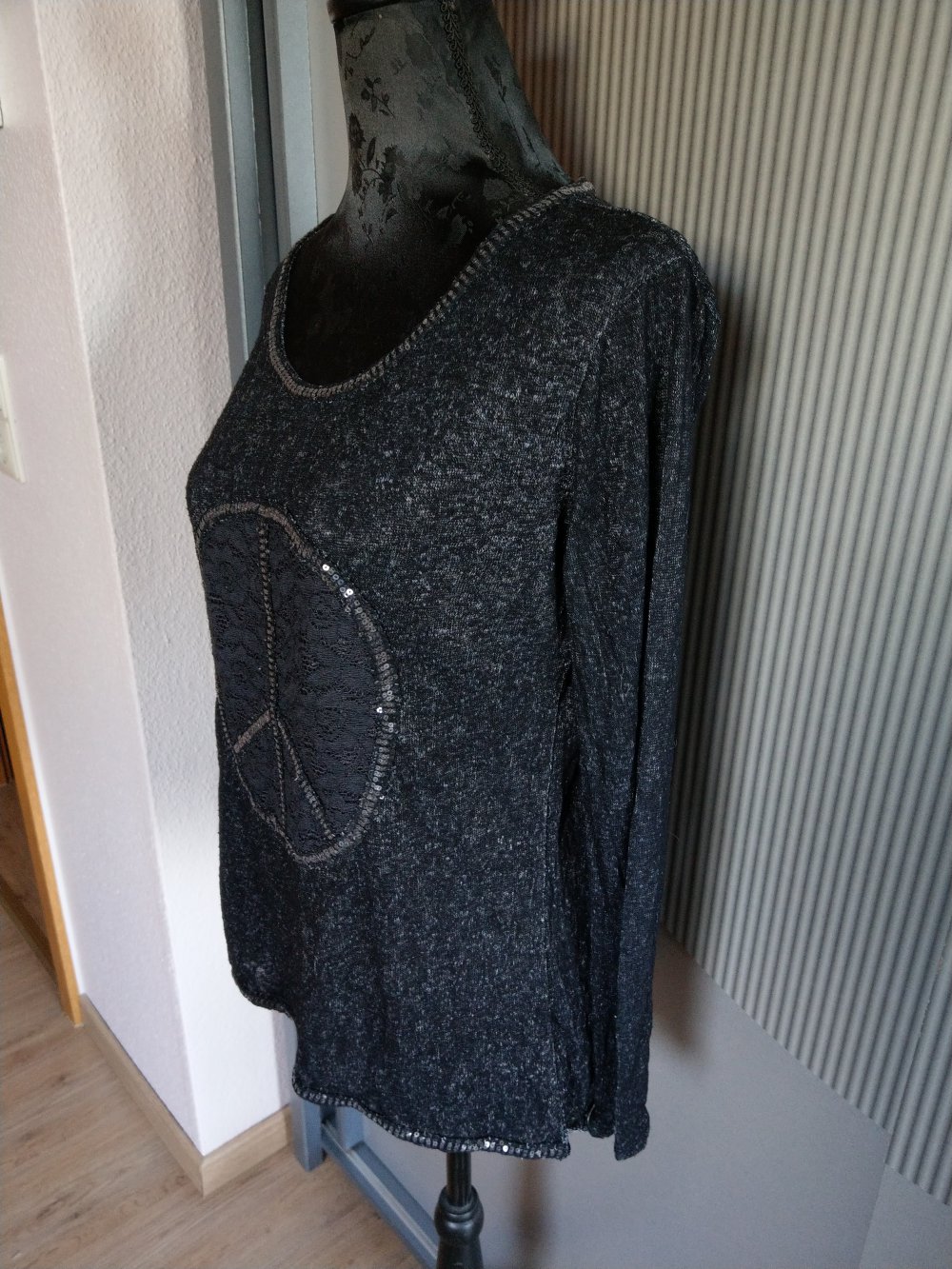 Shirt grau Peace Pailletten V. Milano